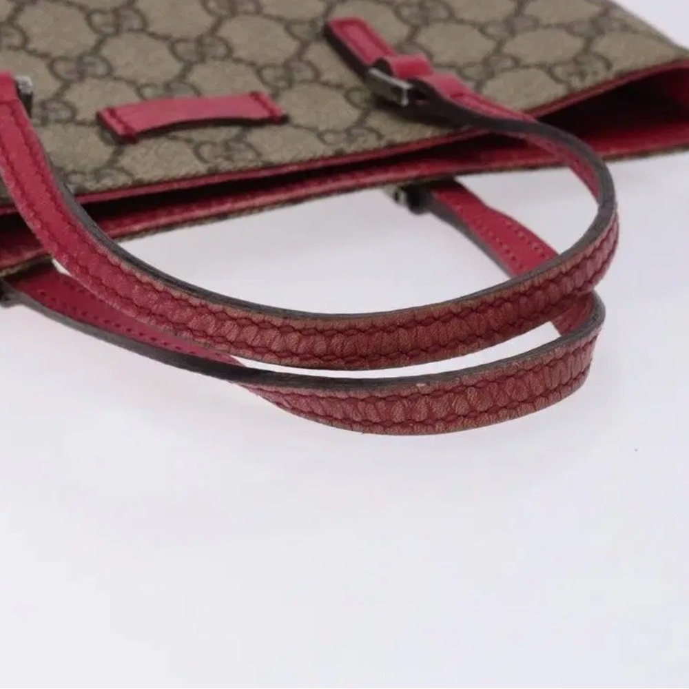Gucci Beige/Brown Monogram Tote with Red Leather Handles - Picture 6 of 13